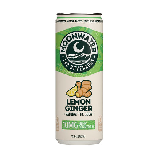 D9 THC Lemon Ginger Soda | 12fl oz Can | 24ct Case | Moonwater Natural