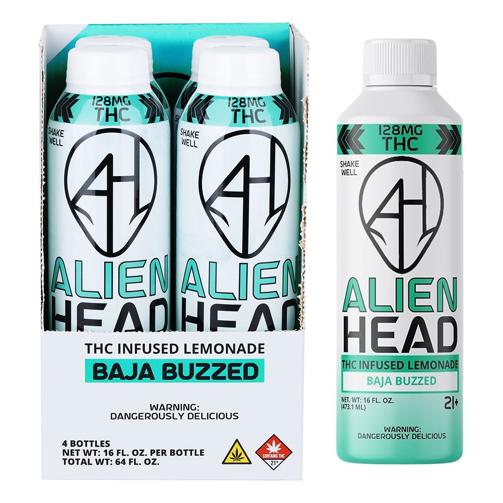 D9 THC Baja Buzzed | 16oz | 128mg | 4ct | Alien Head