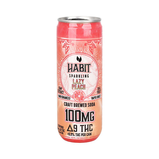 D9 Lazy Peach Sparkling Cooler | 12oz | 100mg | 12ct Box | Habit