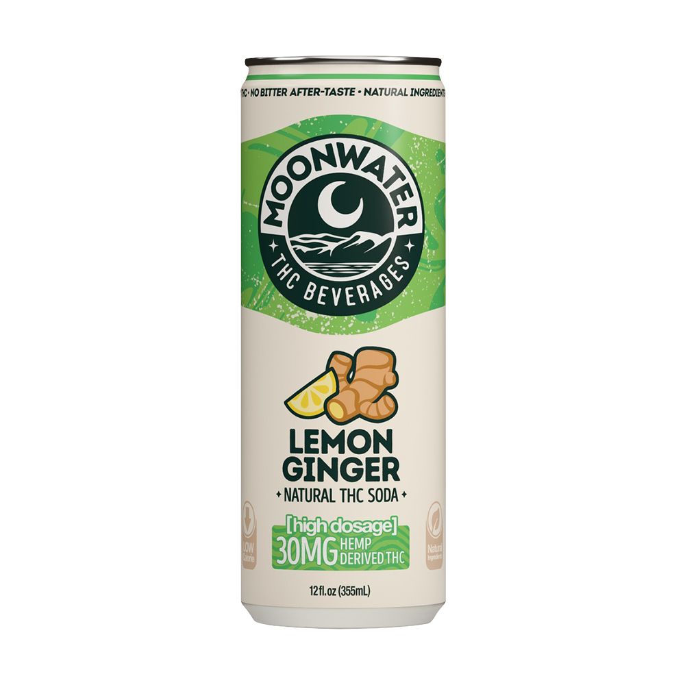 D9 THC Lemon Ginger Soda | 12fl oz Can | 24ct Case | Moonwater Natural