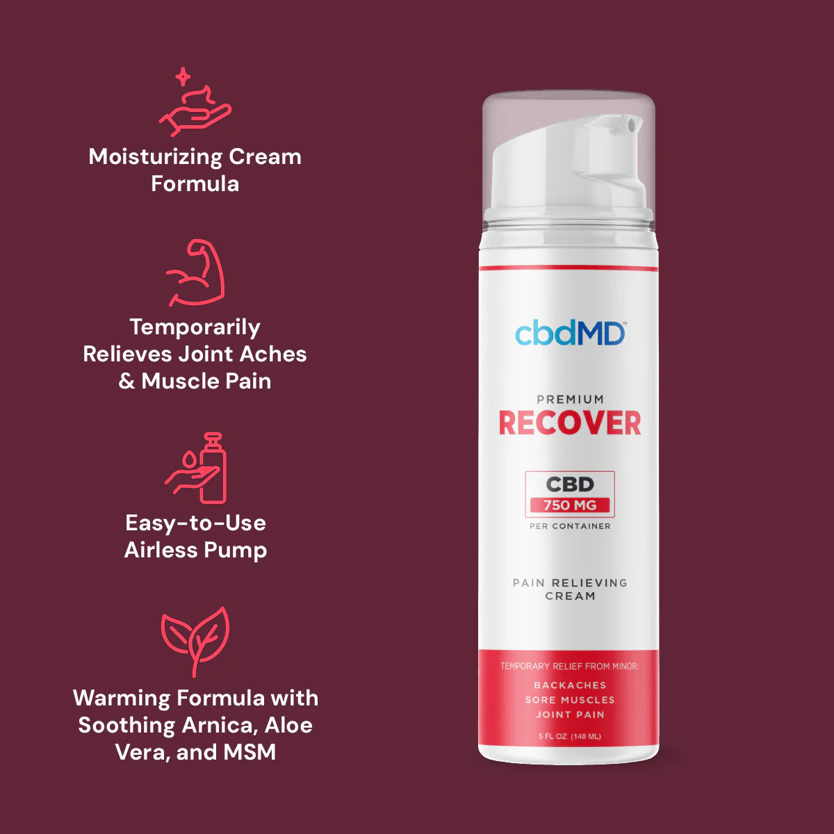 Broad Spectrum CBD Recover Airless Pump