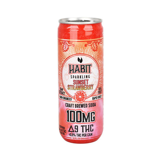 D9 Sunset Strawberry Sparkling Cooler | 12oz | 100mg | 12ct Box | Habit